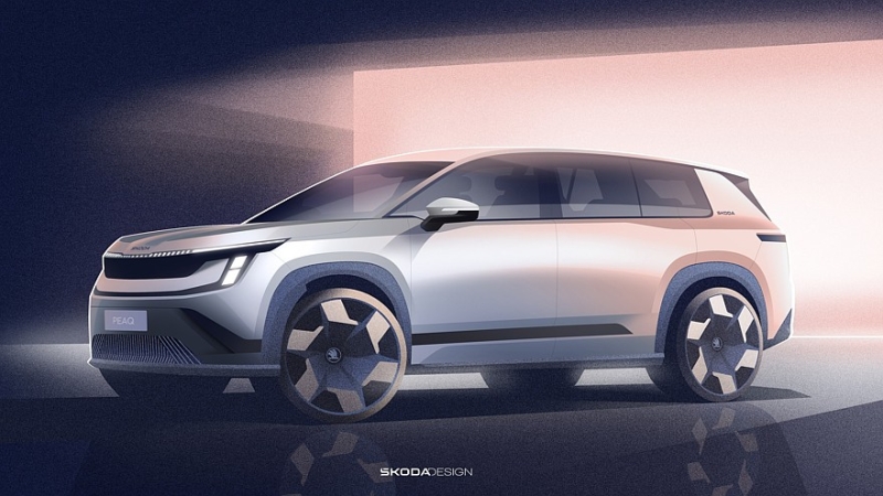 Флагманский трёхрядный кроссовер Skoda Peaq: официальные скетчи и дата премьеры