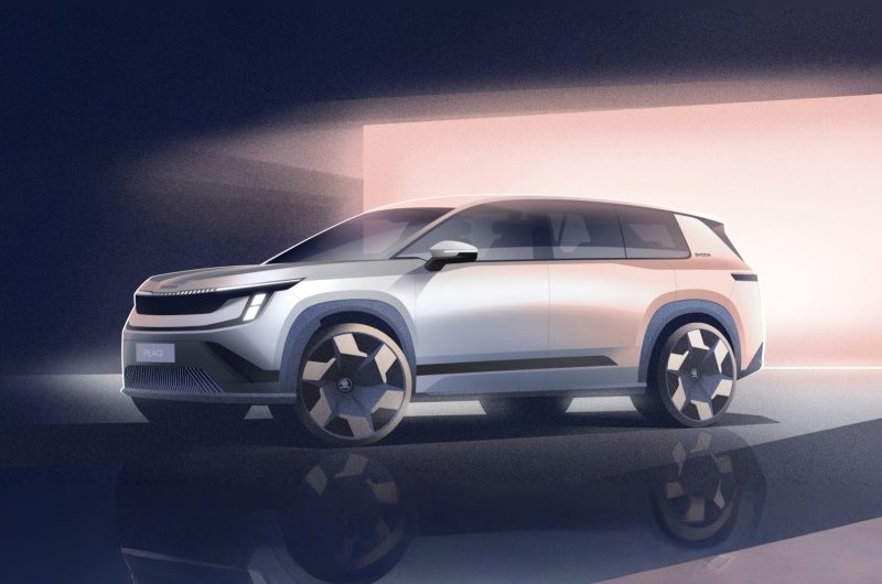 Флагманский трёхрядный кроссовер Skoda Peaq: официальные скетчи и дата премьеры